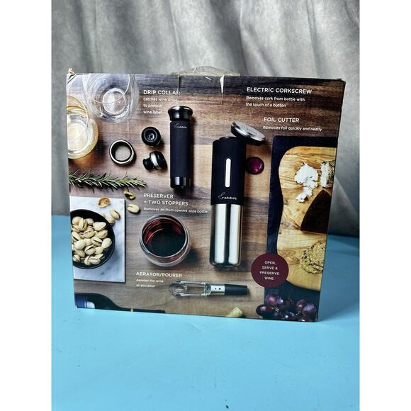 Rabbit 8 Piece Electric Wine Set - Silver/Black New - Picture 2 of 3